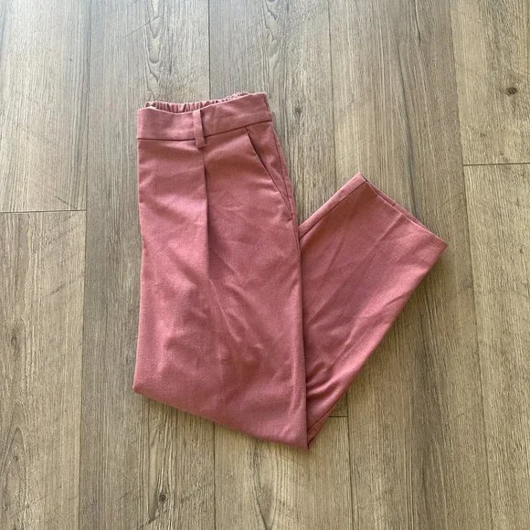 LOFT, Medium Pink Pull On Taper Pants in Brushed Flannel - Picture 2 of 5